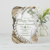 Gouden Zijde & Ivoren Parels Vrijgezellenfeest Kaart (Staand voorkant)