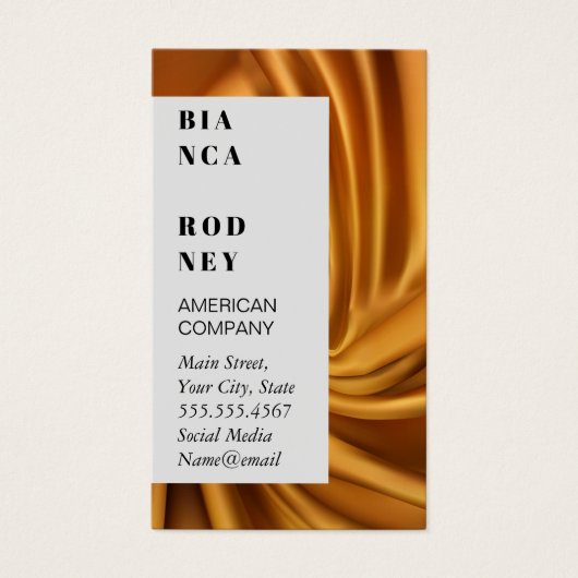 Gouden Zijde Stof in een Prop Visitekaartje (Voorkant)