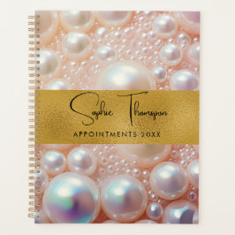 Gouden zijdeachtige parels nieuwjaar planner