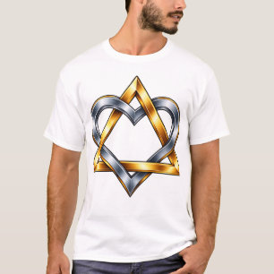 Gouden Zilver Hart Driehoek Liefdessymbool T-shirt