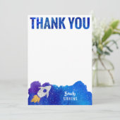 Gouden Zilver Raket Schip Melkweg Dank Je Bedankkaart (Staand voorkant)