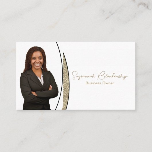 Gouden zilver van Faux Glitter Professionele foto Visitekaartje (Voorkant)