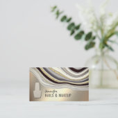 Gouden zilveren agaat geode chique metallic nagel visitekaartje (Staand voorkant)