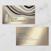 Gouden zilveren agaat geode chique metallic nagel visitekaartje (Voorkant / Achterkant)