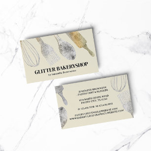 Gouden zilveren bakkerij kookapparaat voor gebak visitekaartje