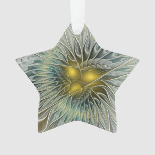 Gouden Zilveren Bloem Fantasy Abstract Fractale St Ornament