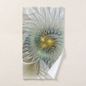 Gouden Zilveren Bloem Fantasy abstracte Fractale K Bad Handdoek (Handdoek)