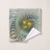 Gouden Zilveren Bloem Fantasy abstracte Fractale K Bad Handdoek (Wasdoekje)