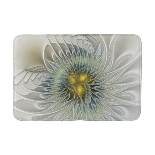 Gouden Zilveren Bloem Fantasy abstracte Fractale K Badmat (Voorkant)