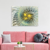 Gouden Zilveren Bloem Fantasy abstracte Fractale K Canvas Afdruk (Insitu (Woonkamer))