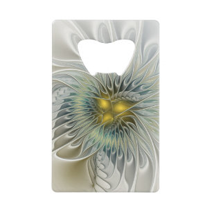 Gouden Zilveren Bloem Fantasy Abstracte Fractale K Creditkaart Flessenopener
