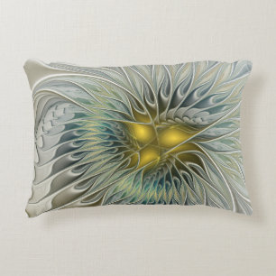 Gouden Zilveren Bloem Fantasy abstracte Fractale K Decoratief Kussen
