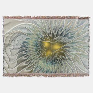 Gouden Zilveren Bloem Fantasy abstracte Fractale K Deken