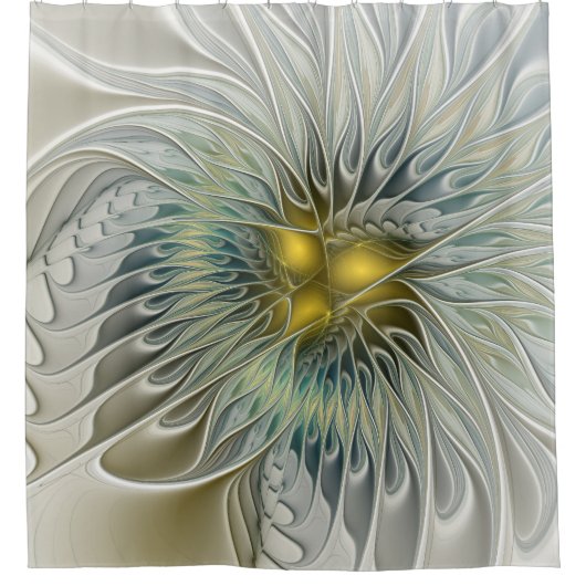 Gouden Zilveren Bloem Fantasy abstracte Fractale K Douchegordijn (Voorkant)
