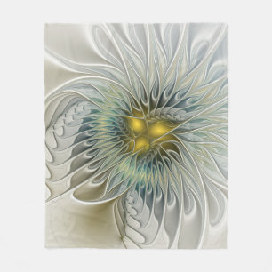 Gouden Zilveren Bloem Fantasy abstracte Fractale K Fleece Deken