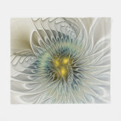 Gouden Zilveren Bloem Fantasy abstracte Fractale K Fleece Deken (Voorkant (Horizontaal))