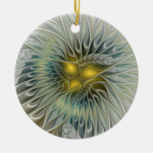 Gouden Zilveren Bloem Fantasy Abstracte Fractale K Keramisch Ornament