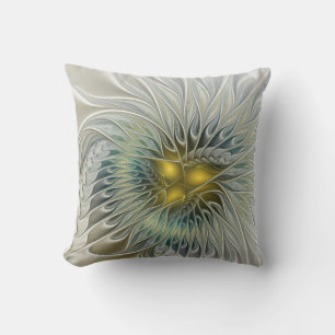 Gouden Zilveren Bloem Fantasy abstracte Fractale K Kussen