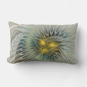 Gouden Zilveren Bloem Fantasy abstracte Fractale K Kussen