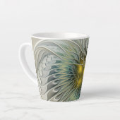 Gouden Zilveren Bloem Fantasy Abstracte Fractale K Latte Mok (Linkerhoek)
