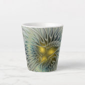 Gouden Zilveren Bloem Fantasy Abstracte Fractale K Latte Mok (Voorkant)