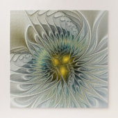 Gouden Zilveren Bloem Fantasy abstracte Fractale K Legpuzzel (Horizontaal)
