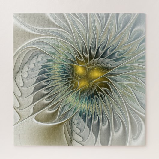 Gouden Zilveren Bloem Fantasy abstracte Fractale K Legpuzzel (Verticaal)