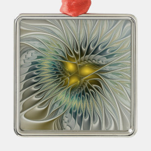 Gouden Zilveren Bloem Fantasy Abstracte Fractale K Metalen Ornament