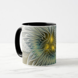 Gouden Zilveren Bloem Fantasy Abstracte Fractale K Mok