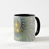 Gouden Zilveren Bloem Fantasy Abstracte Fractale K Mok (Voorkant rechts)