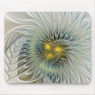 Gouden Zilveren Bloem Fantasy abstracte Fractale K Muismat