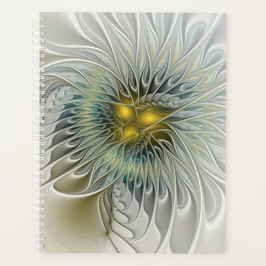 Gouden Zilveren Bloem Fantasy Abstracte Fractale K Planner (Voorkant)