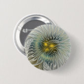 Gouden Zilveren Bloem Fantasy abstracte Fractale K Ronde Button 5,7 Cm (Voorkant /achterkant)