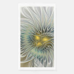 Gouden Zilveren Bloem Fantasy abstracte Fractale K Servet