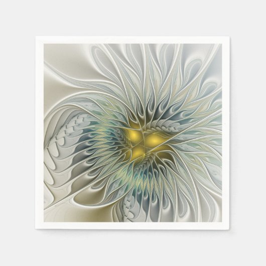 Gouden Zilveren Bloem Fantasy abstracte Fractale K Servetten (Voorkant)