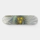 Gouden Zilveren Bloem Fantasy abstracte Fractale K Skateboard (Horizontaal)