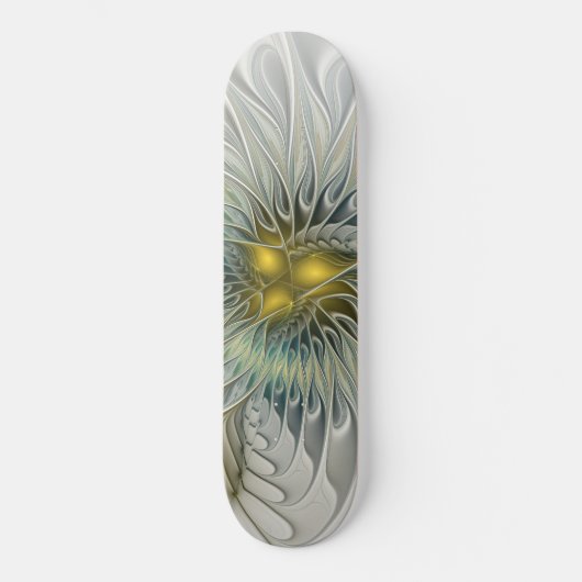 Gouden Zilveren Bloem Fantasy abstracte Fractale K Skateboard (Voorkant)