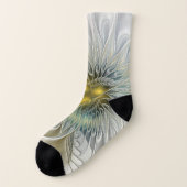 Gouden Zilveren Bloem Fantasy Abstracte Fractale K Sokken (Links - buitenkant)
