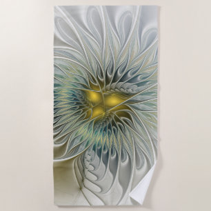 Gouden Zilveren Bloem Fantasy abstracte Fractale K Strandlaken