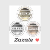 Gouden zilveren bronzen stickers voor de winnaars (Vel)