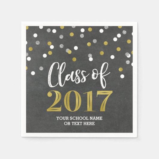 Gouden Zilveren Confetti Klasse van 2017 Afstudere Servet (Voorkant)
