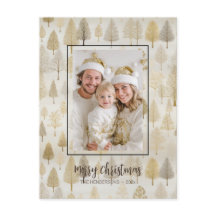 Gouden Zilveren Dennenbomen Foto Kerst Ansichtkaar