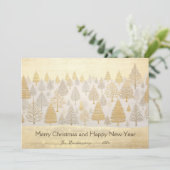 Gouden zilveren dennenbomen Kerst Kaart (Staand voorkant)