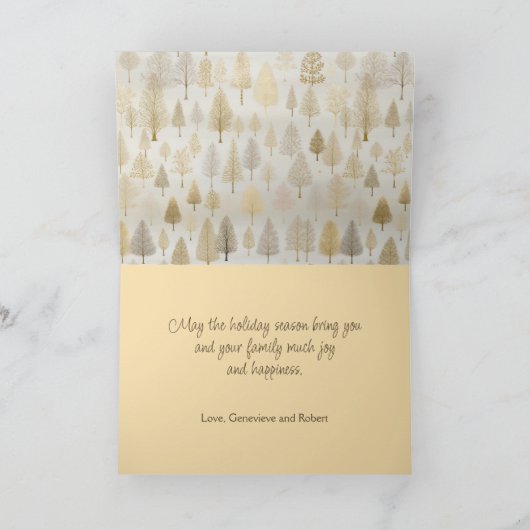 Gouden zilveren dennenbomen Kerst Kaart (Binnen)