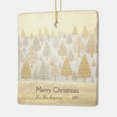 Gouden zilveren dennenbomen Kerstmis Keramisch Ornament (Links)