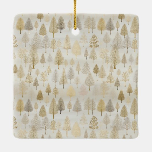 Gouden zilveren dennenbomen Kerstmis Keramisch Ornament (Achterkant)