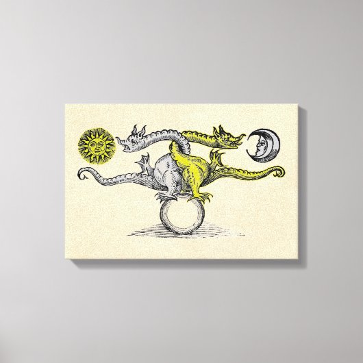 Gouden & Zilveren Draken Canvas Afdruk (Voorkant)
