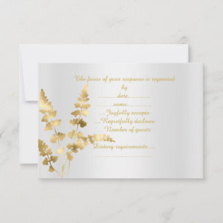 Gouden zilveren elegante blad antwoordkaart RSVP kaartje
