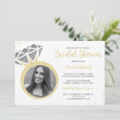 Gouden Zilveren Foto Glitter Ring Bruiloft Feest Kaart (Staand voorkant)