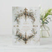 Gouden Zilveren Frame Blauwe Edelsteen Barokke Tro Kaart (Staand voorkant)